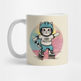 Cute Cat Rollerblading Summer Gift Mug